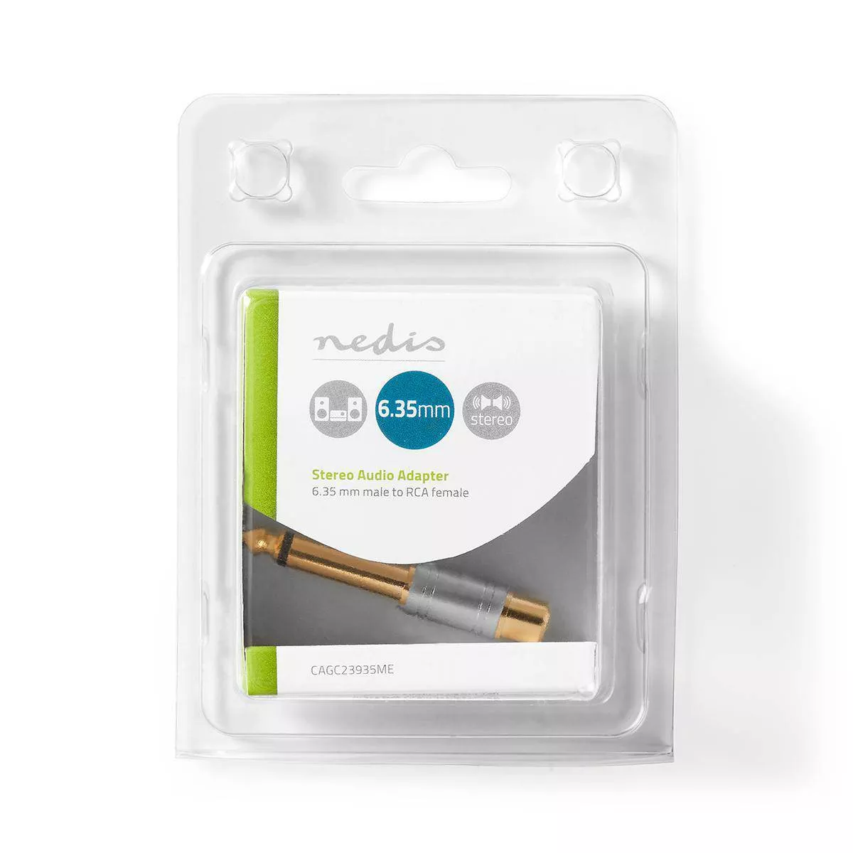 Adaptor audio MONO JACK 6.35 mm tata - RCA mama gri Nedis - imagine 3