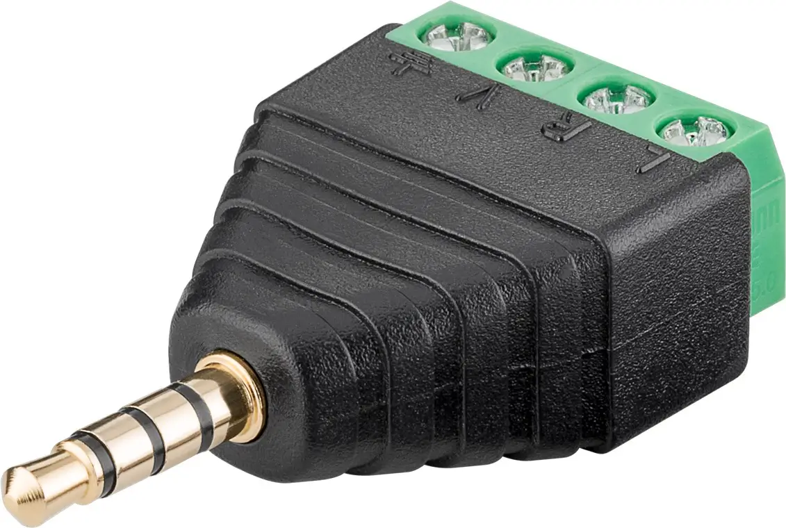Adaptor bloc terminal cu 4 pini tip regleta cu surub la Jack 3.5 mm tata 4 pini stereo Goobay 59198