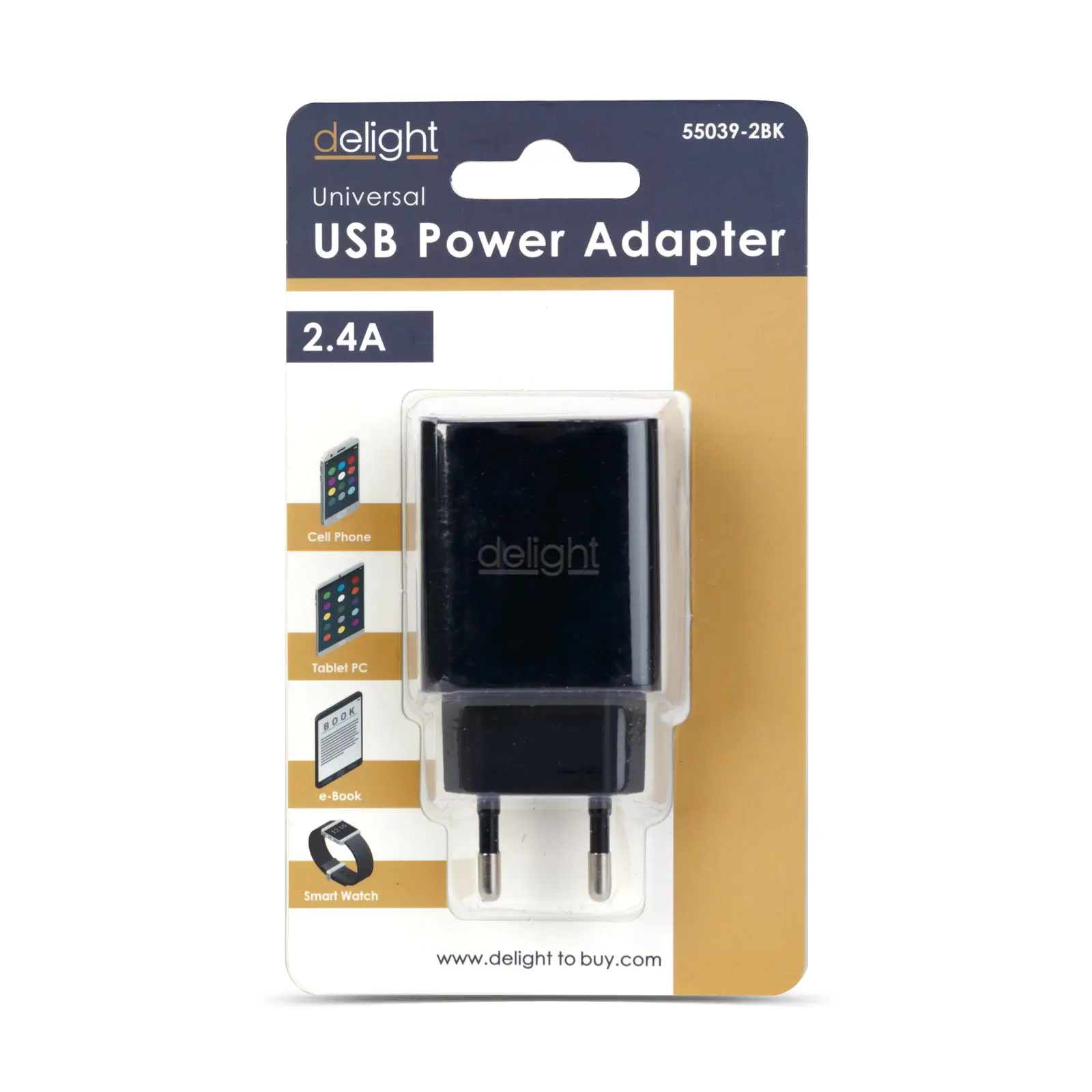 Adaptor de incarcare 2x USB 5V 2.4A negru delight 55039-2BK - imagine 3