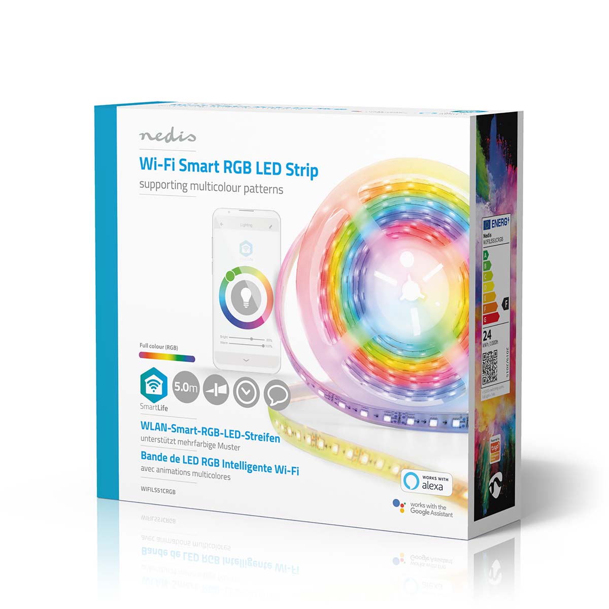 Banda LED Smart Wi-Fi RGB 700lm IP65 5m Nedis - imagine 9