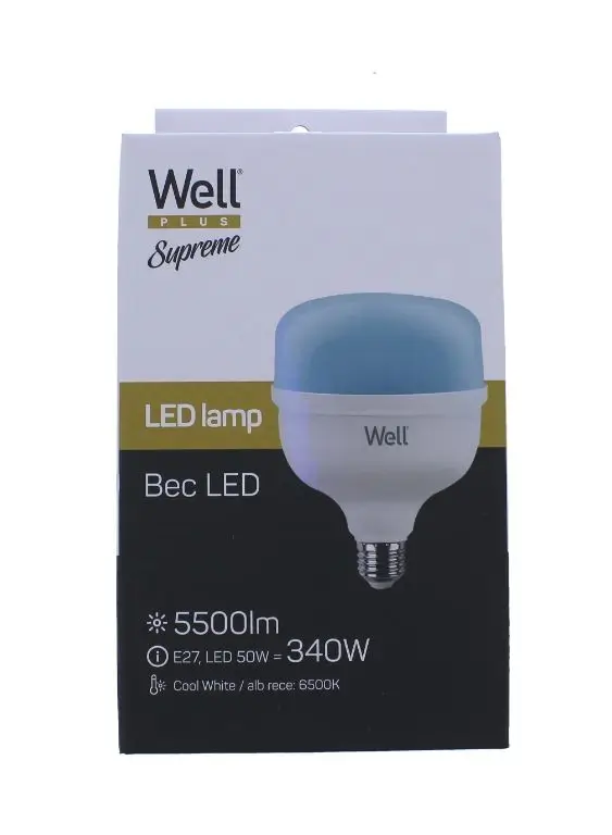 Bec LED T140 E27 50W 230V lumina rece 6500K 5500lm Well LEDLC-T14050E27-E-WL - imagine 2