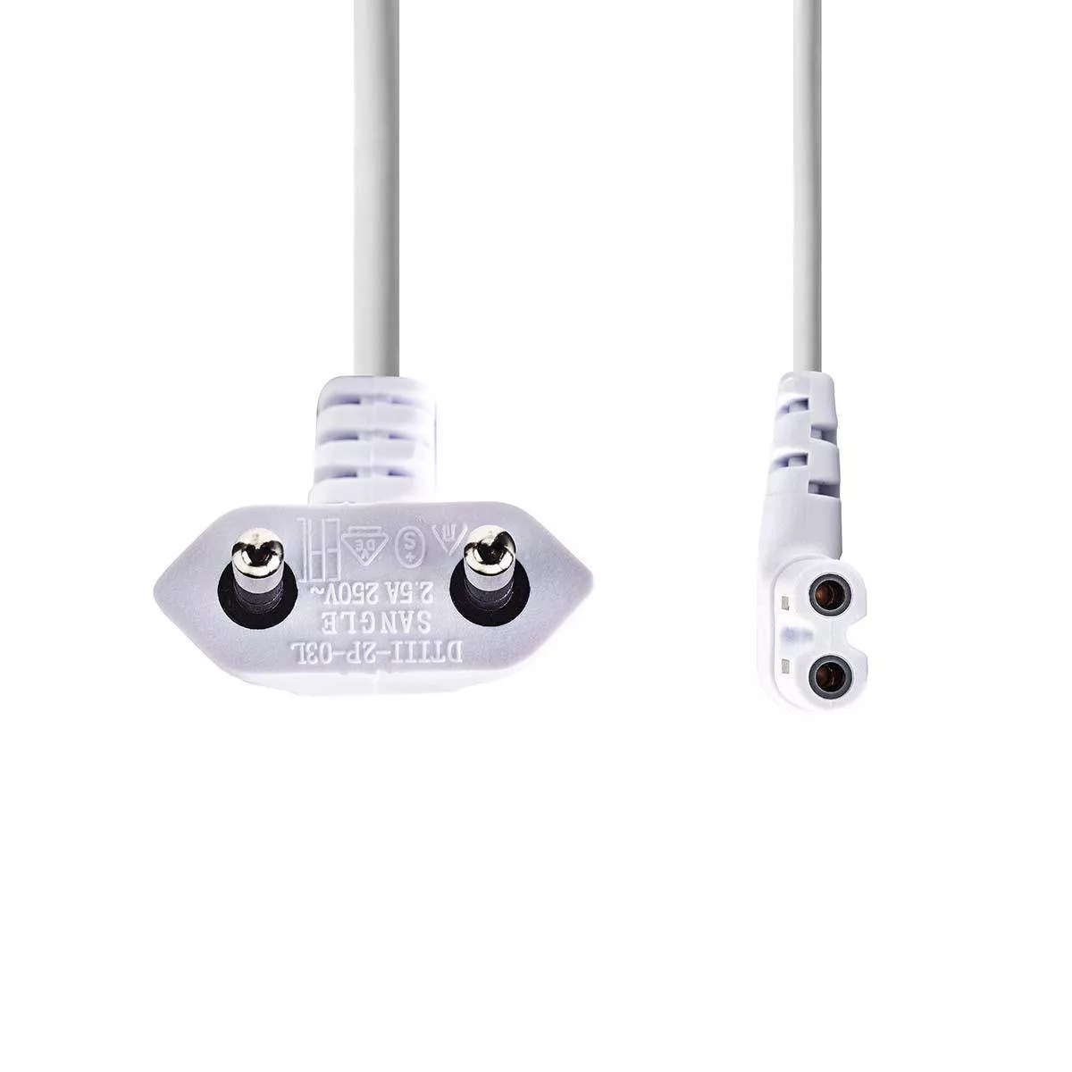 Cablu alimentare Euro tata cotit - 2 Pini IEC-320-C7 cotit 3m alb Nedis - imagine 2