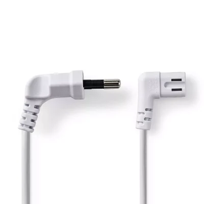 Cablu alimentare Euro tata cotit - 2 Pini IEC-320-C7 cotit 3m alb Nedis