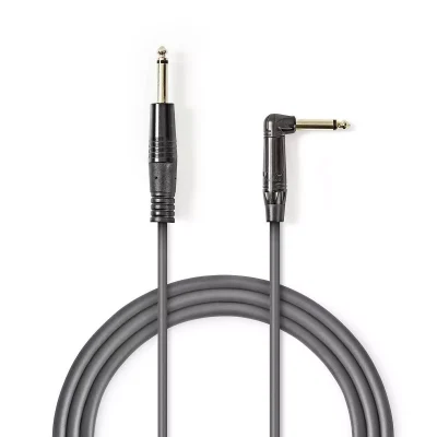 Cablu audio Jack mono 6.35 mm tata - 6.35 mm tata cotit 5m gri NEDIS