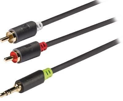 Cablu audio Jack stereo 3.5mm tata - 2x RCA tata 5m gri Konig