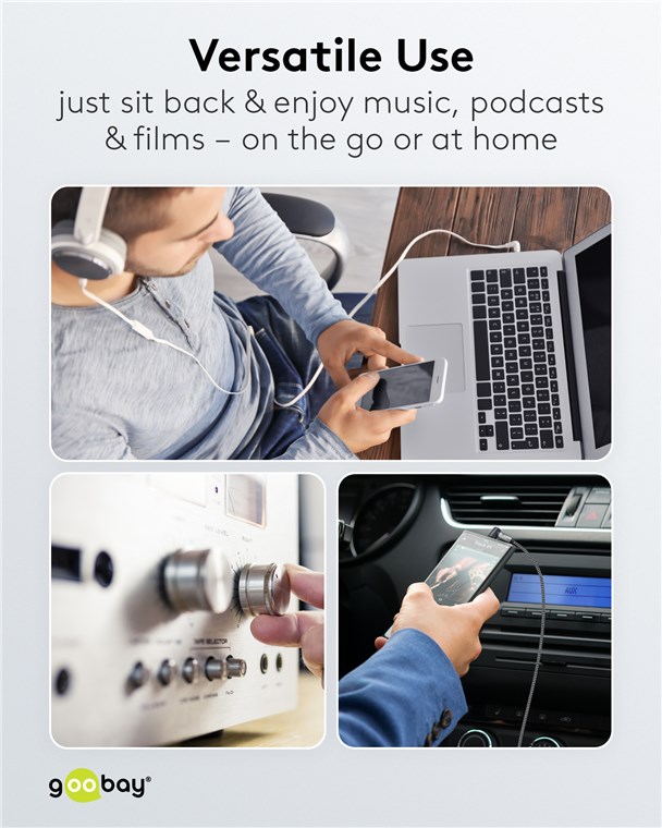 Cablu audio stereo 0.5m textil impletit Jack 3.5 mm - 3.5 mm 90 grade tata-tata aurit Goobay 65277 - imagine 7