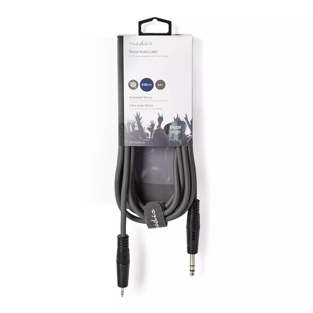 Cablu Audio Stereo Jack 6.35 mm tata - 3.5 mm tata 3m gri Nedis - imagine 3
