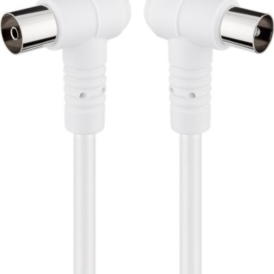 Cablu Coaxial 75ohmi Dublu ecranat 80dB mama-tata cu mufe cotite 1.5m 5.3mm alb Goobay 67353