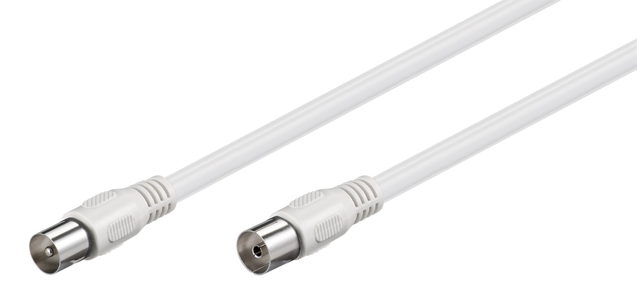Cablu COAXIAL TV antena 10m mama-tata 75 ohm clasa A 85DB Dublu ecranat CCS alb 66617 Goobay
