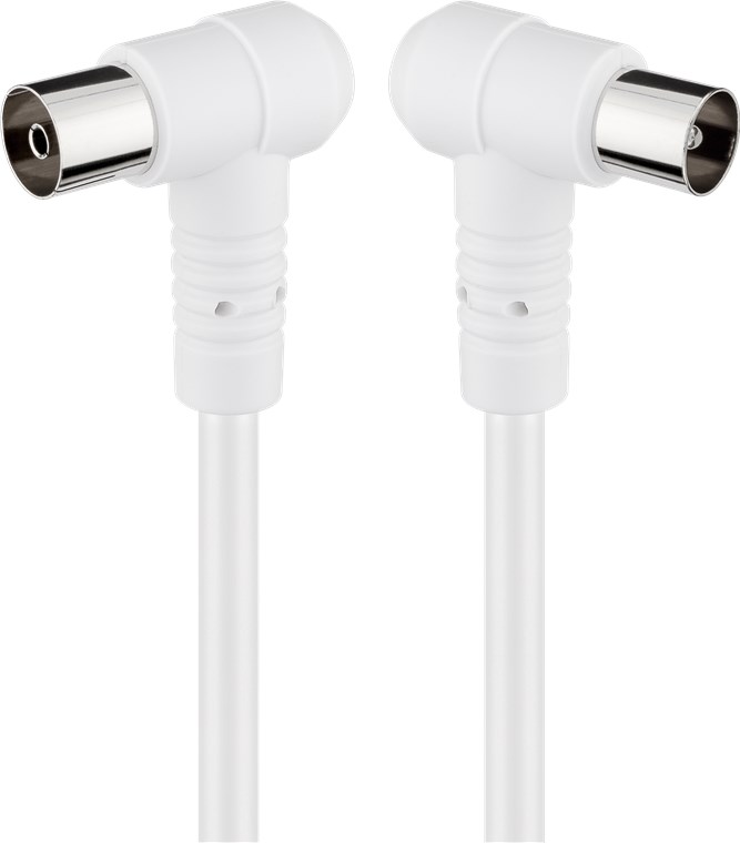 Cablu COAXIAL TV antena 3.5m cotit 90 grade mama-tata 75 ohm clasa A 85DB Dublu ecranat CCS alb 67355 Goobay