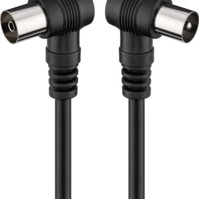 Cablu conexiune antena 2.5m negru conector cotit Goobay