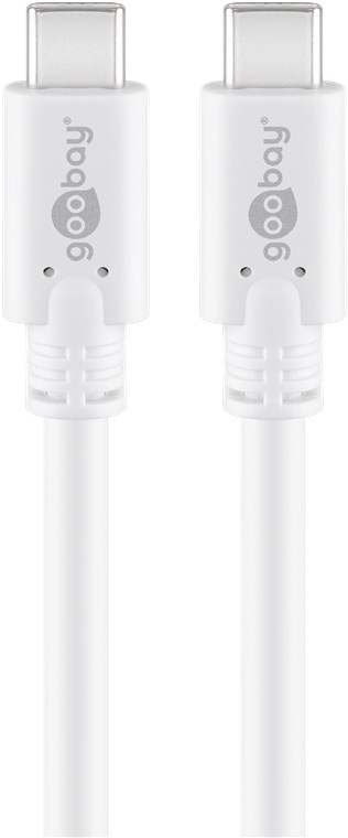 Cablu de incarcare si sincronizare USB type C 3.2 Gen1 tata-tata PD 60W 1m alb Goobay - imagine 2
