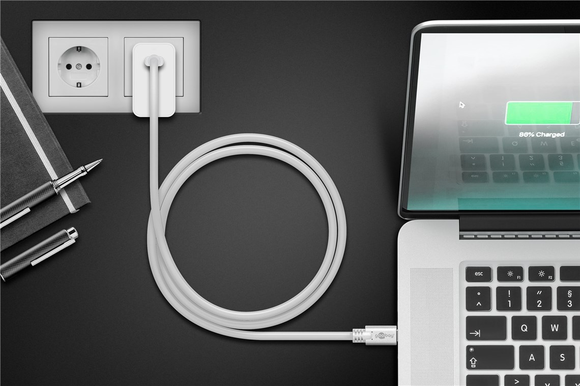 Cablu de incarcare si sincronizare USB type C 3.2 Gen1 tata-tata PD 60W 1m alb Goobay - imagine 3