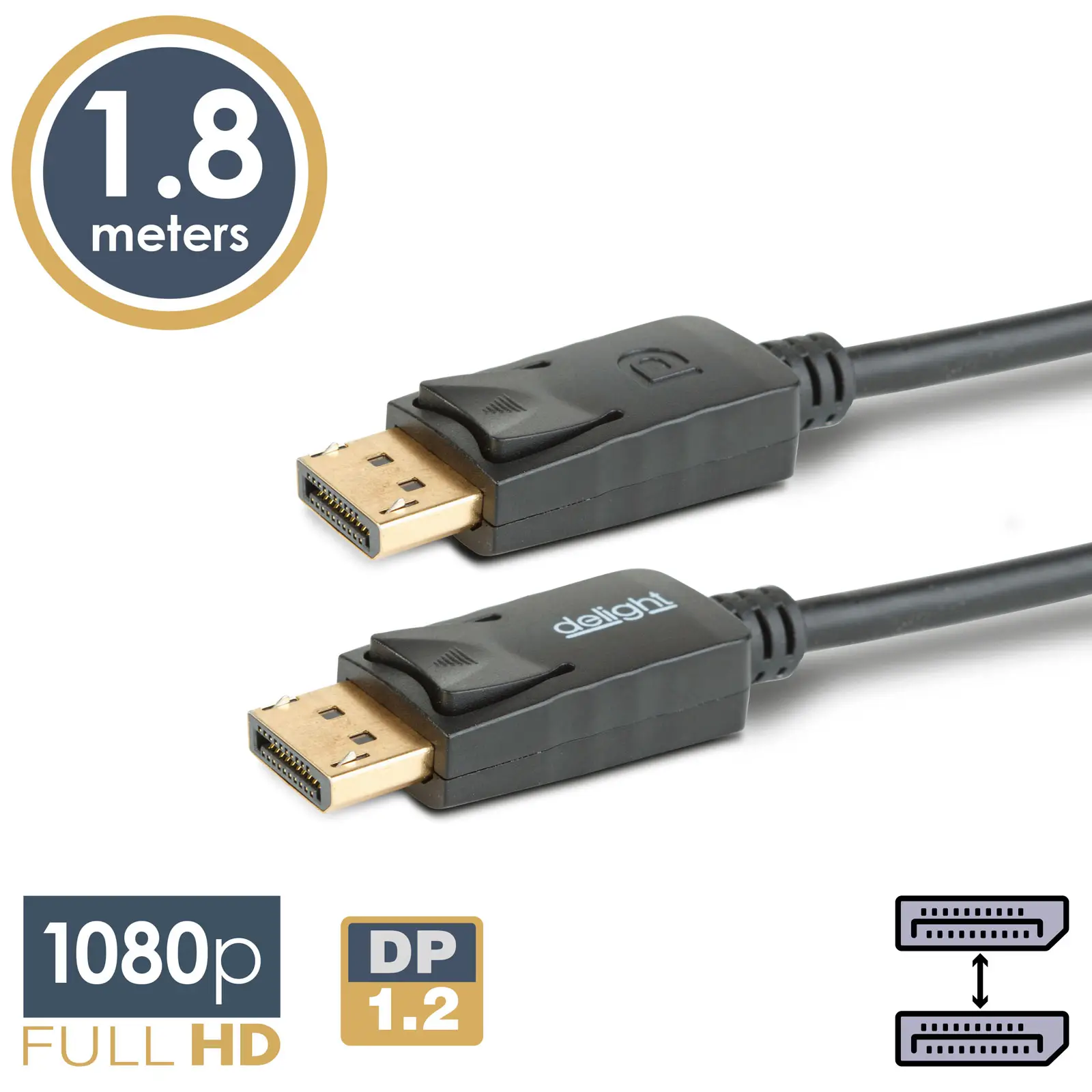 Cablu DisplayPort v1.2 la DisplayPort v1.2 FullHD 1080p + MST 1.8m delight 20333A