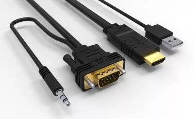 Cablu HDMI cu chip la VGA cu audio si alimentare USB 1.8m WELL