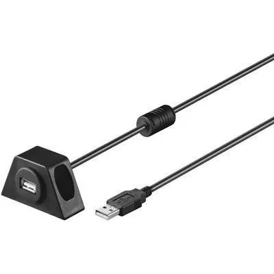 Cablu prelungitor 2m USB 2.0 Hi-Speed Cupru dublu ecranat cu montare pe birou Goobay