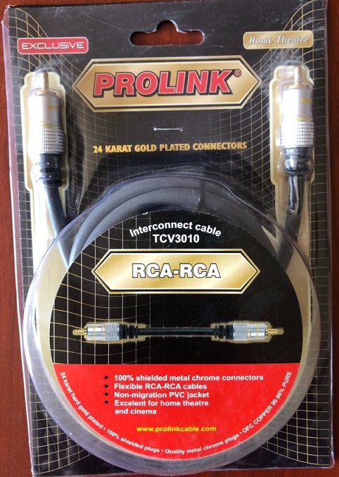 Cablu RCA mufa tata x1 din ambele parti 1.2m aurit negru PROLINK TCV3010-1.2 - imagine 2