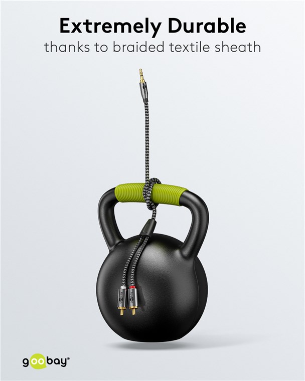 Cablu stereo premium extrem de flexibil textil 3m Jack 3.5 mm tata - 2x RCA tata negru Goobay Plus 65289 - imagine 9