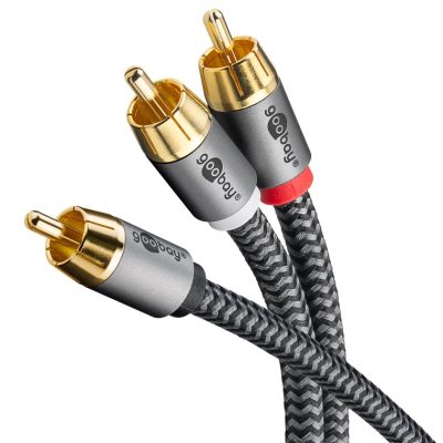 Cablu subwoofer premium flexibil RCA Y 10m RCA tata - 2x RCA tata negru Goobay Plus 65303