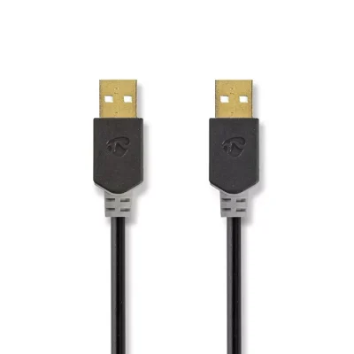 Cablu USB 2.0 A tata - A tata 2m Hi-Speed 480Mbps antracit Nedis