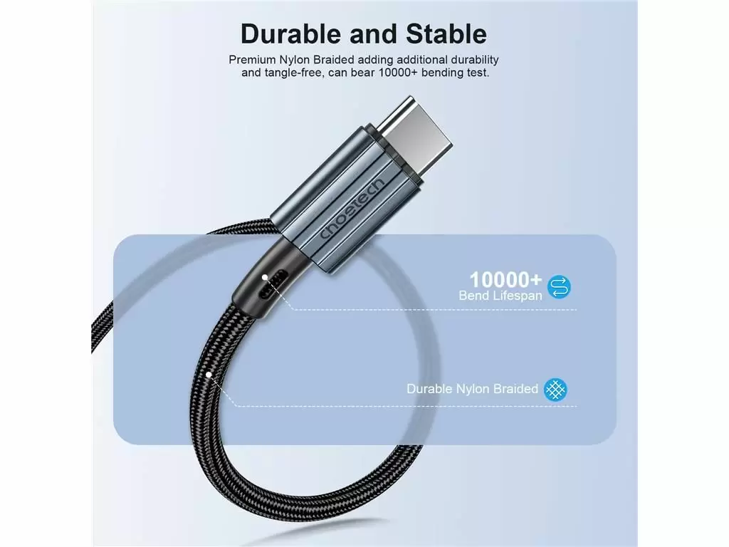 Cablu USB type C - USB type C PD 60W 3A 2m negru textil Choetech XCC-1015-BK - imagine 4