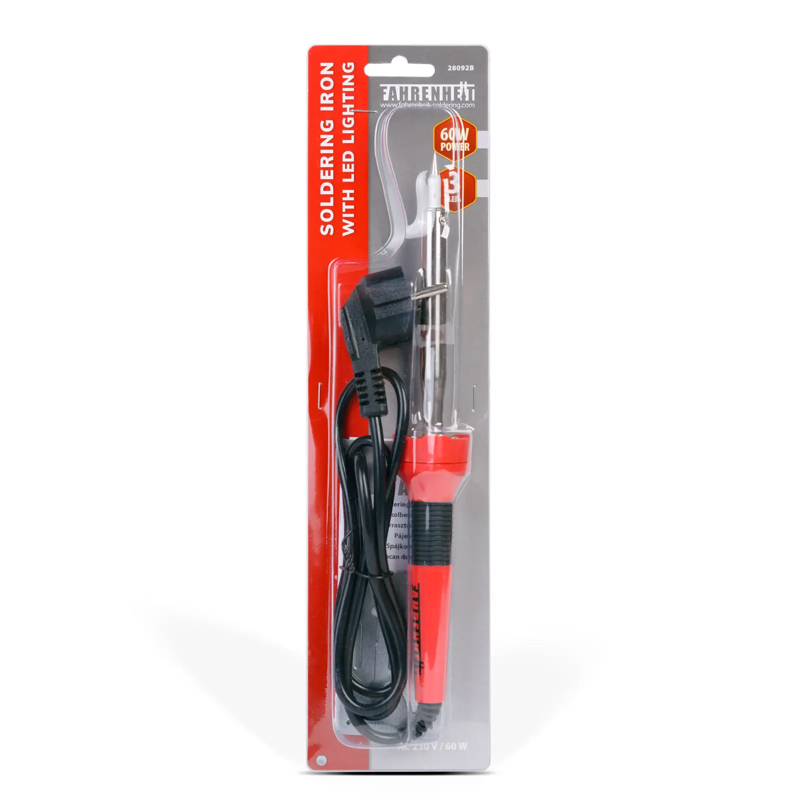Ciocan de lipit cu iluminare 3 LED-uri incorporate 230V 60W + Stand metalic Fahrenheit 28092B - imagine 4