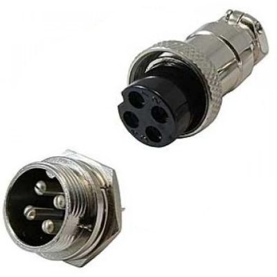 Conector MICROFON MARE 4 Pini set mama+tata 16 mm