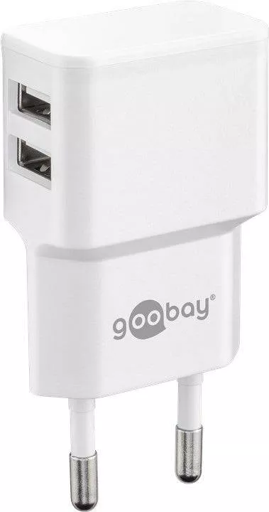 Incarcator de retea dual 2x USB cu cablu micro USB 2.4A alb Goobay - imagine 3