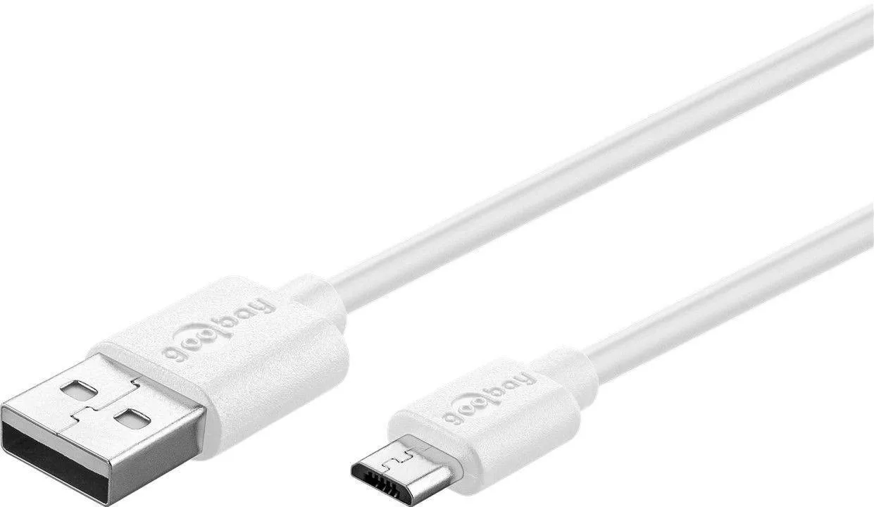 Incarcator de retea dual 2x USB cu cablu micro USB 2.4A alb Goobay - imagine 4