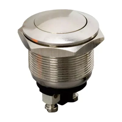 Intrerupator 1 circuit 2A 250V OFF-(ON) fara retinere Push-Buton metal rotunjit