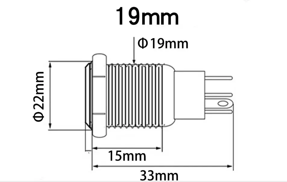 Intrerupator buton LED verde SW 3 OFF-(ON) fara retinere metal 19mm 12-24V - imagine 4