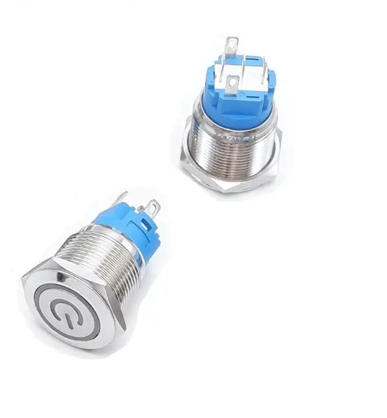 Intrerupator buton LED verde SW 3 ON-OFF cu retinere metal 19mm 12-24V - imagine 3
