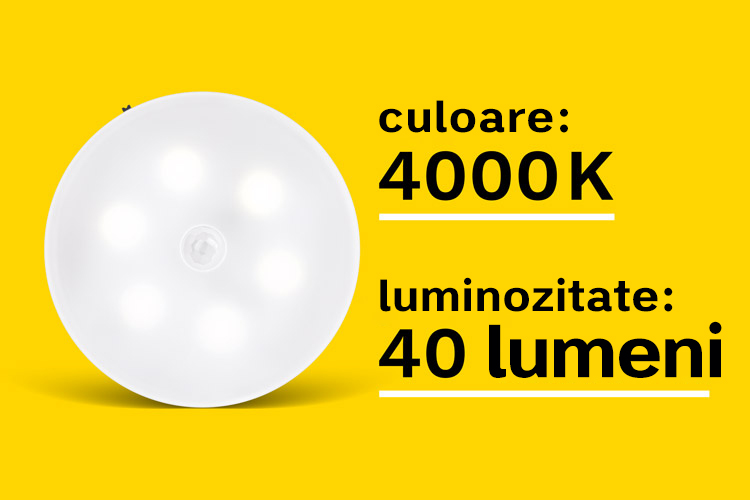 Lampa LED 0.6W 40lm 4000K Magnet Senzor miscare Acumulator 550mAh Rebel ZAR0550 - imagine 9