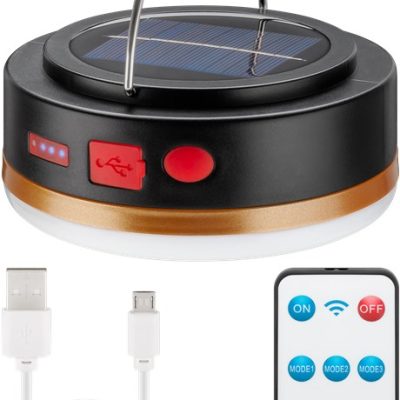Lampa solara de camping cu LED acumulator 18650 si telecomanda IR Goobay 60344