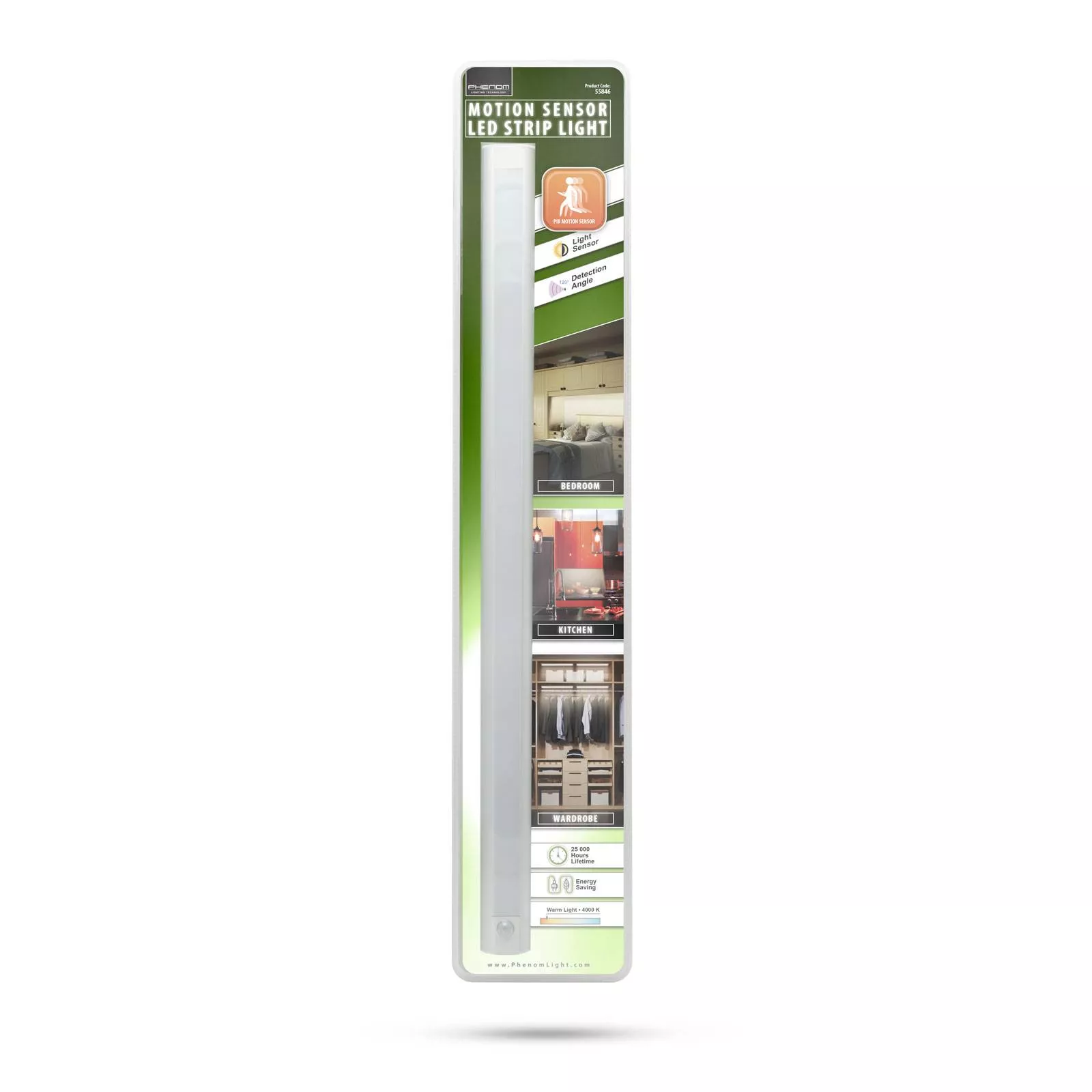 Lumina LED Ultraslim cu senzor de miscare PIR 9W 4000K 675lm 600x40x15mm Phenom - imagine 7