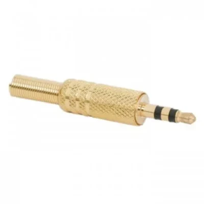 Mufa 3.5 mm stereo tata metal aurit cu protector cablu