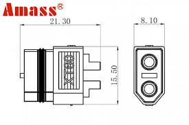 Mufa alimentare DC XT60 mama 2 pini pe cablu cu lipire 40A 500V AMASS XT60W-F - imagine 3