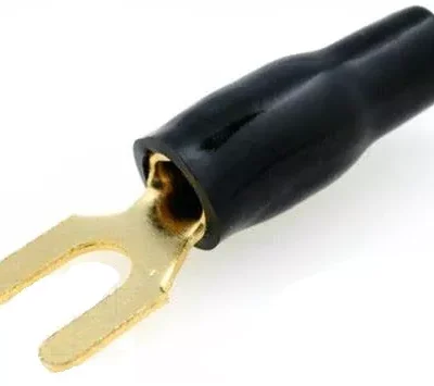 Papuc Terminal tip furca 5mm2 M4 aurit izolat negru ACV 30.4440-03