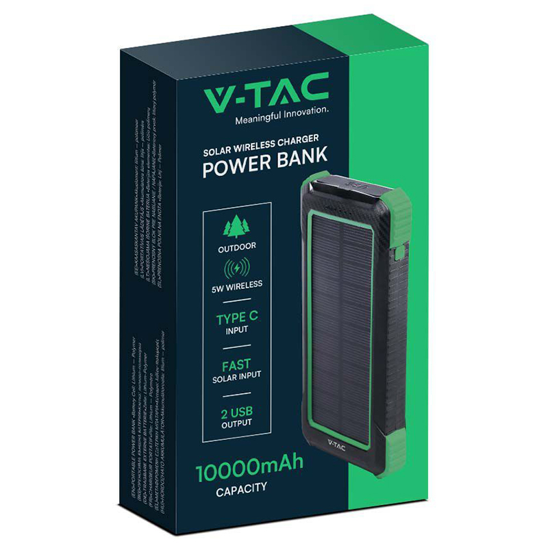 POWER BANK 10000mAh cu incarcare solara si Wireless V-TAC SKU-7835 - imagine 10