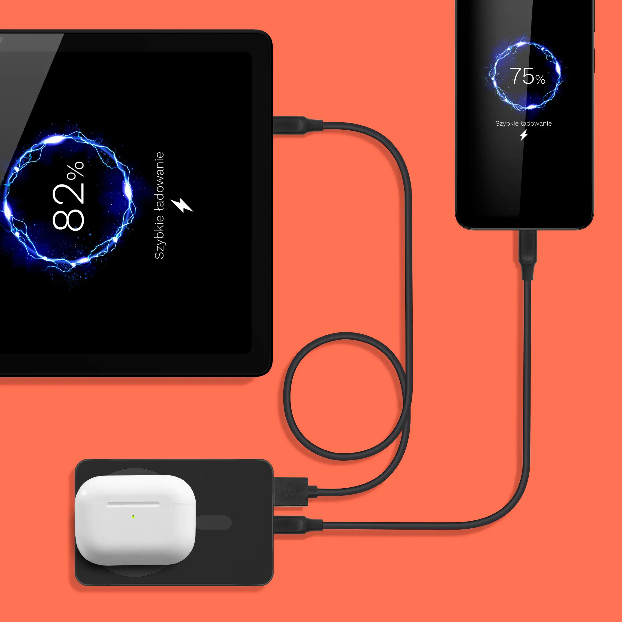 Power Bank inductie Kruger&Matz KM0912 10000mAh Li-ion Mag Safe wireless 15W / USB-C 20W /USB-A 25W - imagine 7