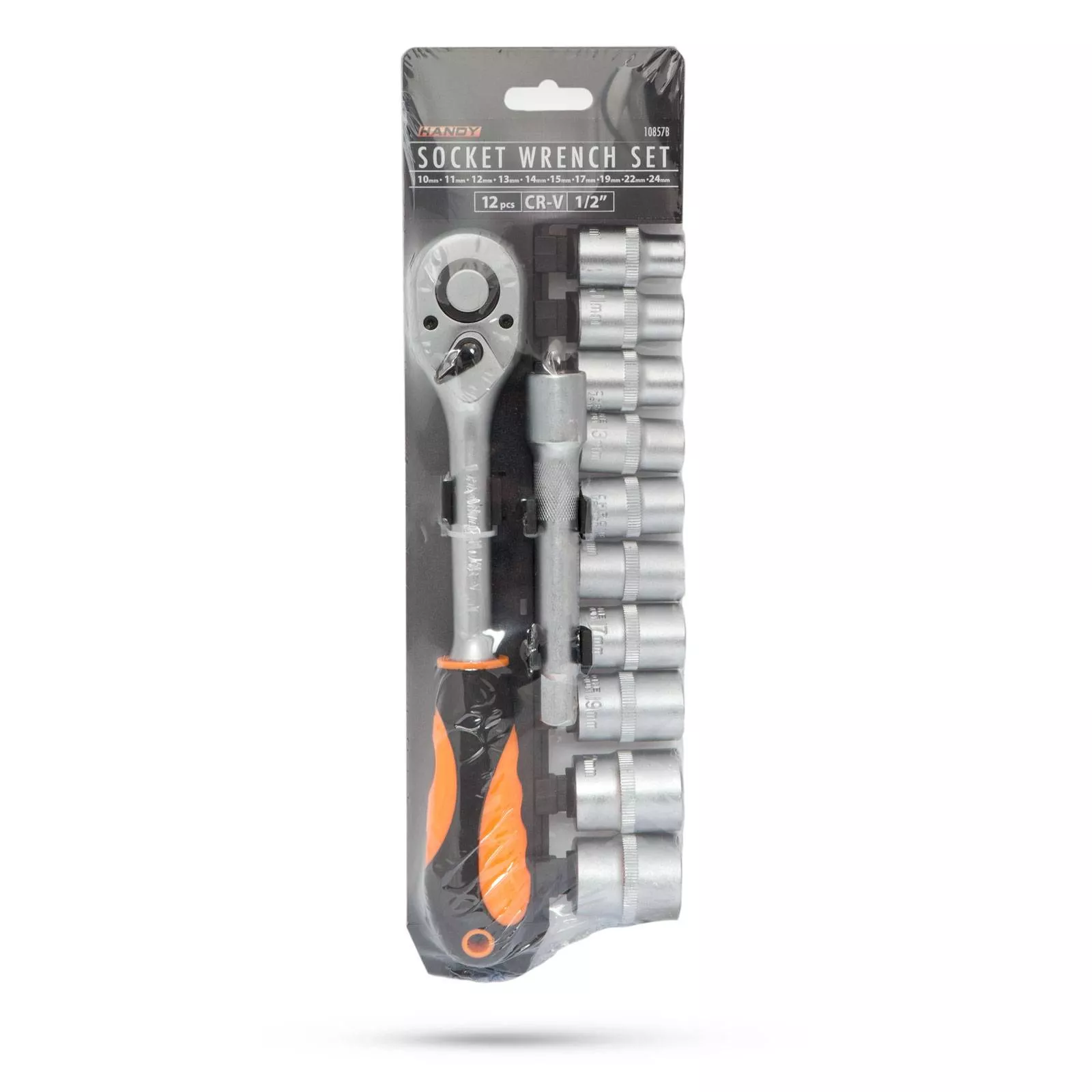 Set chei tubulare cu clichet 12buc 1/2" 10-24mm Crom-Vanadiu HANDY - imagine 3
