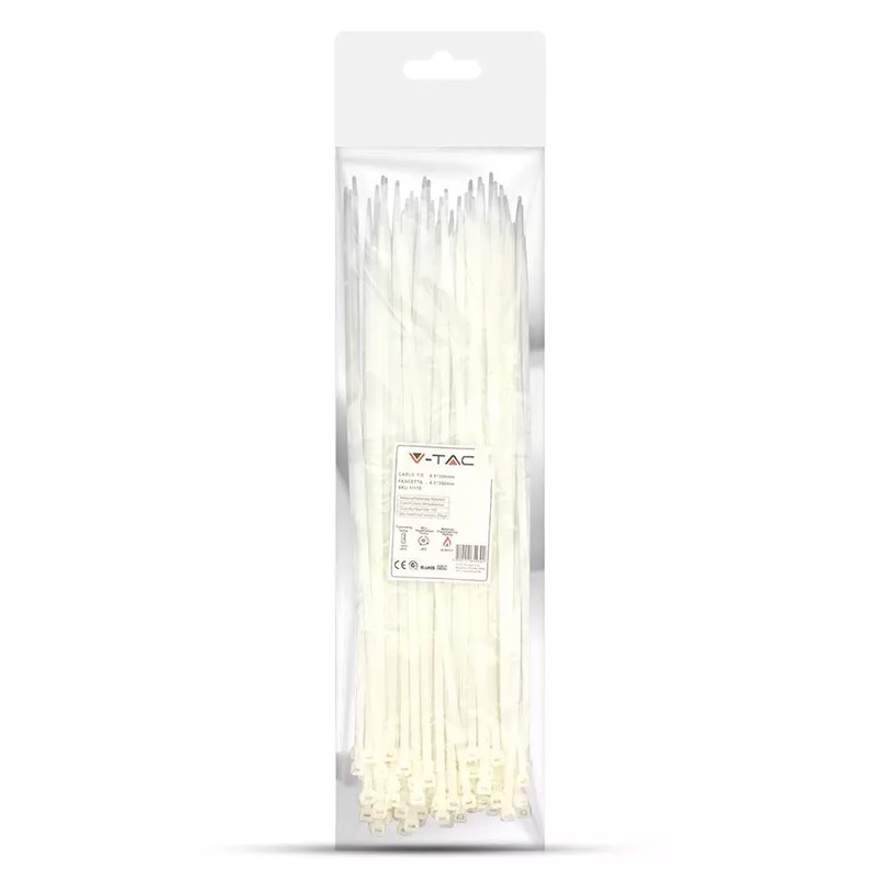 Set fasete prindere 4.5mm 35cm 100buc alb V-TAC SKU-11175 - imagine 2