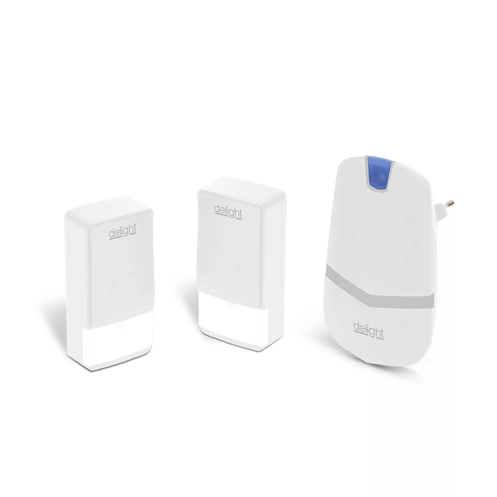 Sonerie digitala alba fara fir si fara baterie cu 2 unitati de exterior Kinetic IP44 delight
