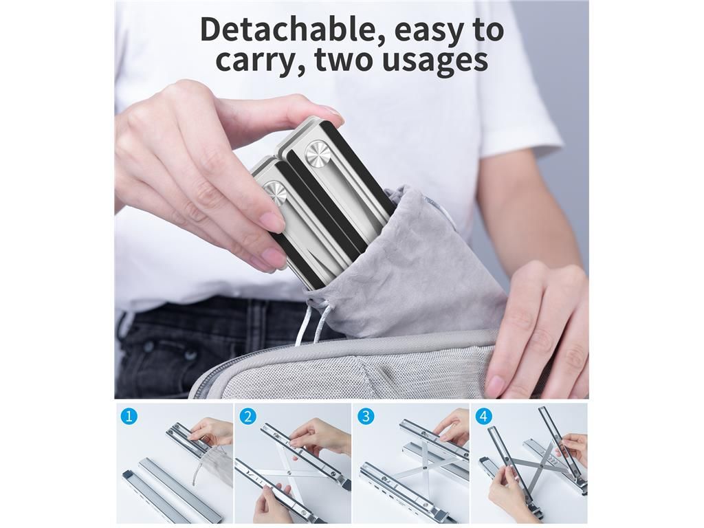 Stand laptop 9in1 si HUB USB type C docking station reglabil aluminiu Choetech HUB-M43-SL-V1 - imagine 8