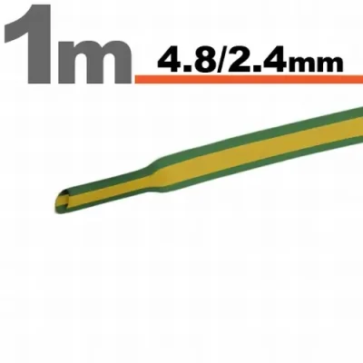 Tub termocontractant galben/verde 4.8 /2.4 mm 1m lungime