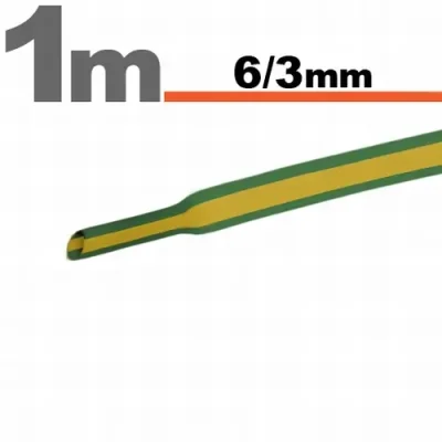 Tub termocontractant galben/verde 6 /3 mm 1m lungime